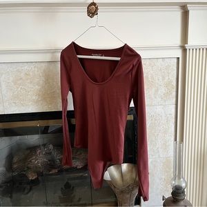 ~abercrombie&fitch softAF long sleeve scoop neck bodysuit